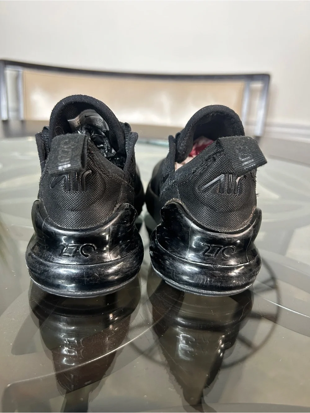 NIKE Air Max 270 Triple Black Kids Sneakers Size 11C running Shoes